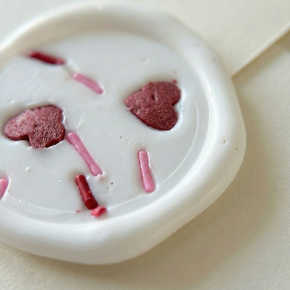 Royal Icing Sprinkle Wax Seals Peel & Stick Faux Icing Valentine Wedding Invite - Picture 2 of 16